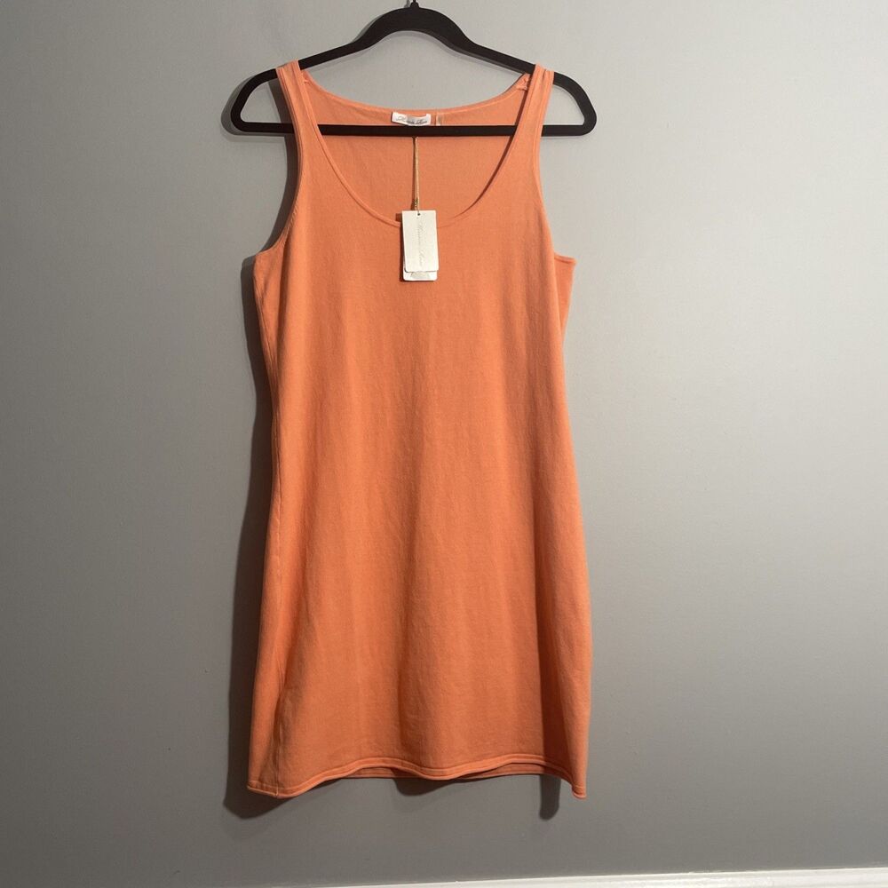Minnie Rose Peach Tank Dress L Sleeveless New With Tags Elevated Casual